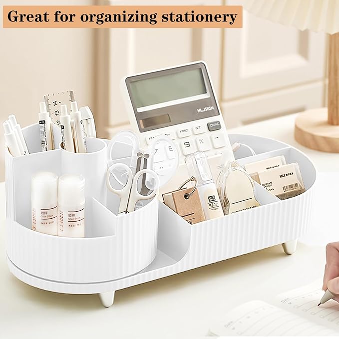 Rotating Vanity Organizer with Brush Holder, Large Spinning Makeup Skincare & - Image 6