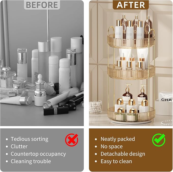 360° Rotating Makeup Organizer for Vanity - Image 4