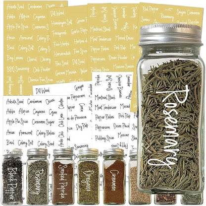 278 Pcs Clear Spice Jar Labels Preprinted Set, Waterproof Pantry Labels Stickers by BieFuDan
