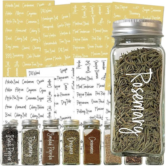 278 Pcs Clear Spice Jar Labels Preprinted Set, Waterproof Pantry Labels Stickers by BieFuDan