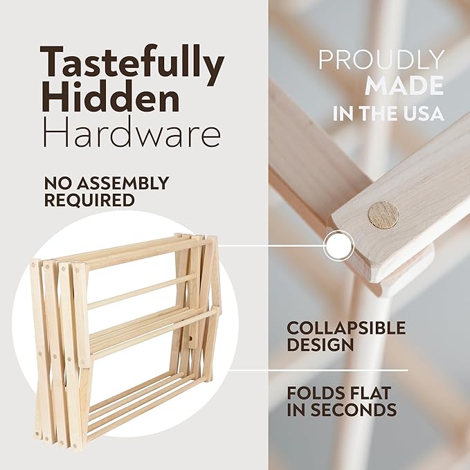 Pennsylvania Woodworks Clothes Drying Rack: Solid Maple Hard Wood Laundry Rack - Image 3