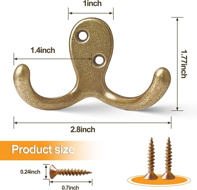 20 Pack Coat Hooks Wall Hooks for Hanging, Heavy Duty Double Prong Metal Hook - Image 6