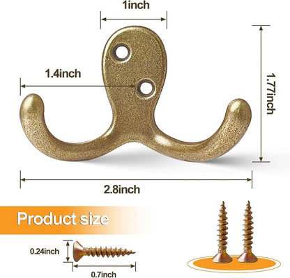 20 Pack Coat Hooks Wall Hooks for Hanging, Heavy Duty Double Prong Metal Hook - Image 6