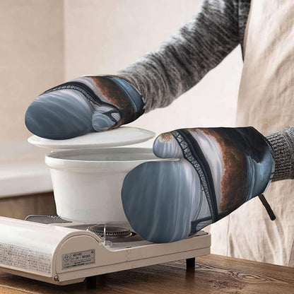 Scenery Bridge Print Oven Mitts Set of 2, Heat Resistant Silicone Oven Mittens - Image 8