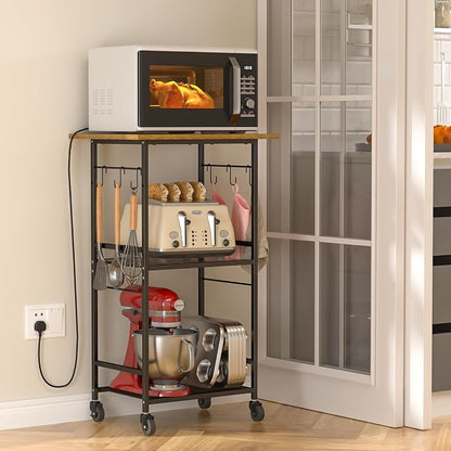Rolling Kitchen Microwave Cart, 3 Tier Microwave Table Stand - Image 7