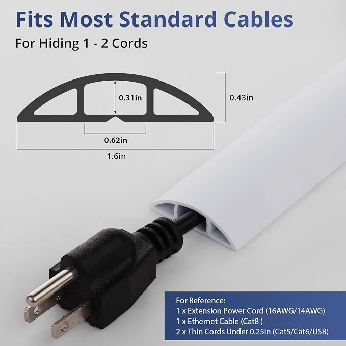 ZhiYo 3.6ft Cord Covers for Wires on Floor, Cord Hider Floor Hide Extension - Image 2