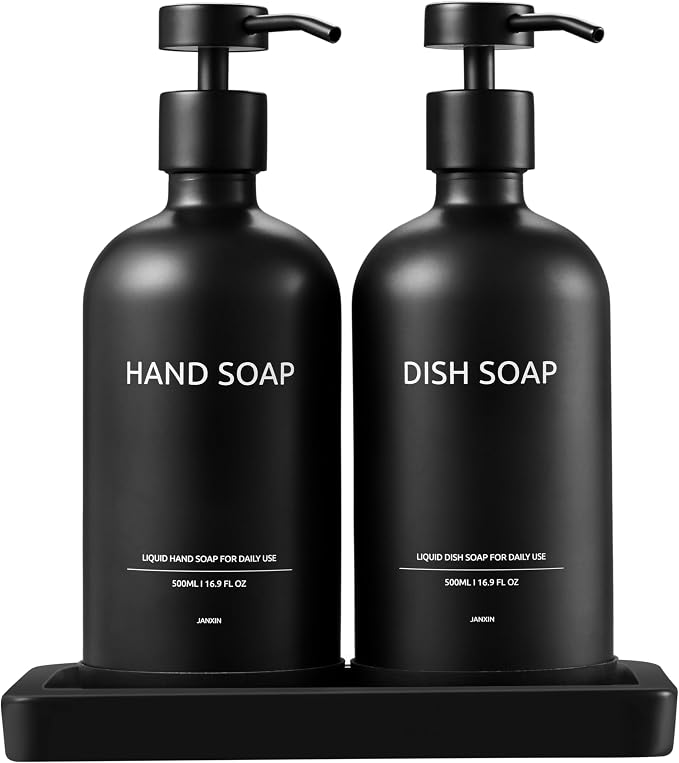 Glass Kitchen Soap Dispenser Set by Janxinmakeyouloveyourhome