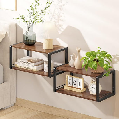Floating Nightstand Set of 2, Wood Bedside Shelf Wall Mounted Nightstand by NANAGIFTREE