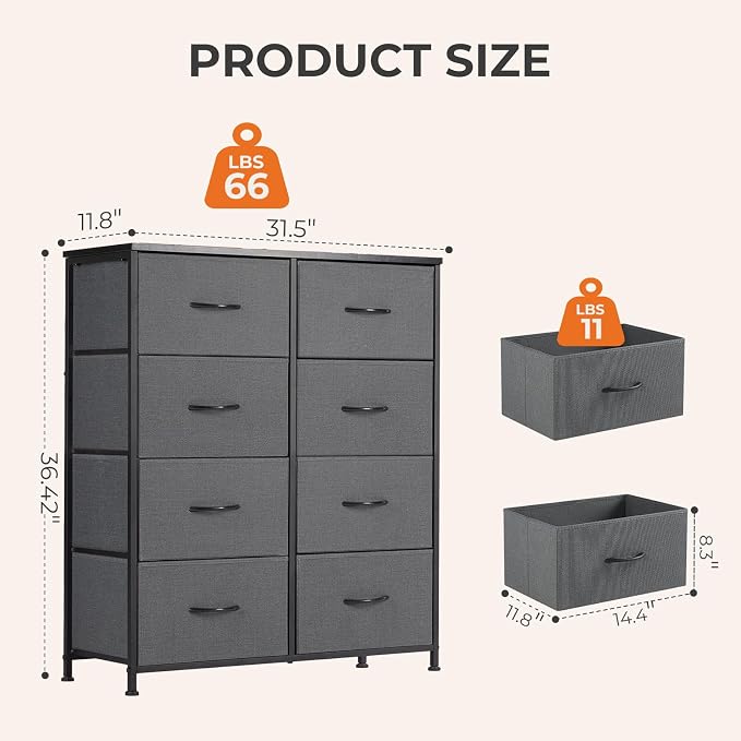 Sweetcrispy Dresser for Bedroom, Fabric Dresser - Image 3