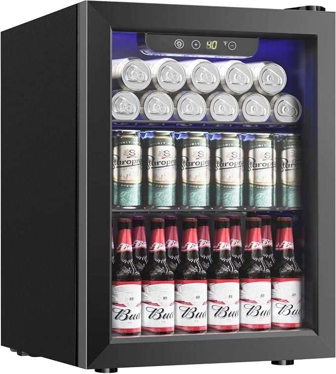 Beverage Refrigerator Cooler, 16 Bottle 68 Can Mini Fridge by ICYGLEE