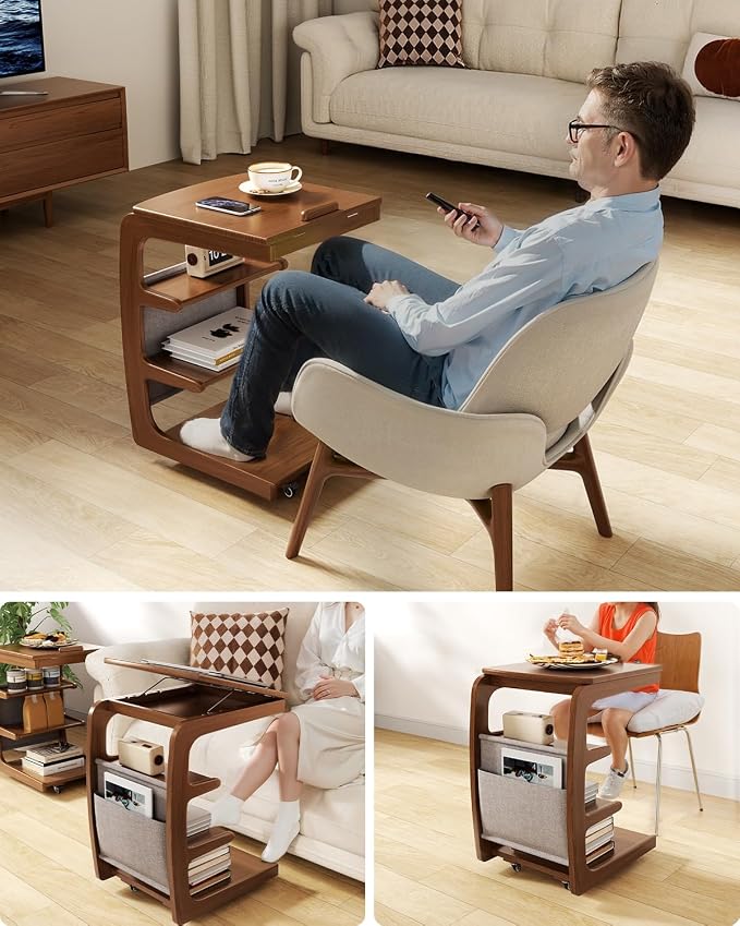 AQIMUELE Rolling Side Table, C Shaped End Table, C Table - Image 7