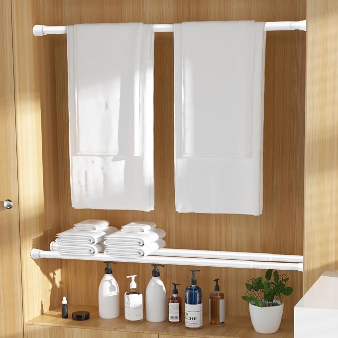 MEXAU 2Pack Spring Tension Curtain Rod 27-50 inch White Small Tension Rod | - Image 4