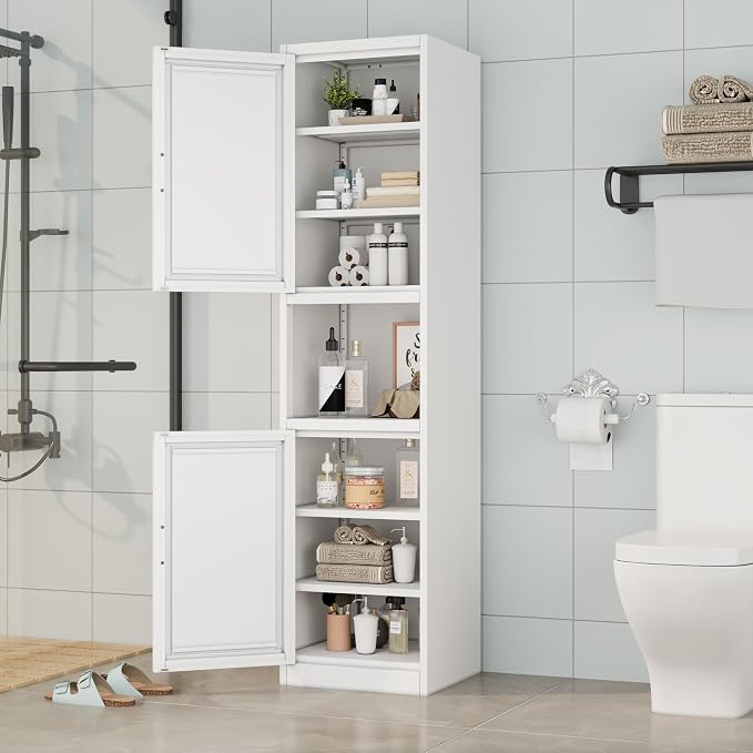 Ckzbx Tall Narrow Storage Cabinet 66.93" H Tall Bathroom Cabinets Metal Pantry - Image 2