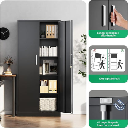 Metal Storage Cabinet with Locking Doors, Garage Utility Cabinet - Image 6