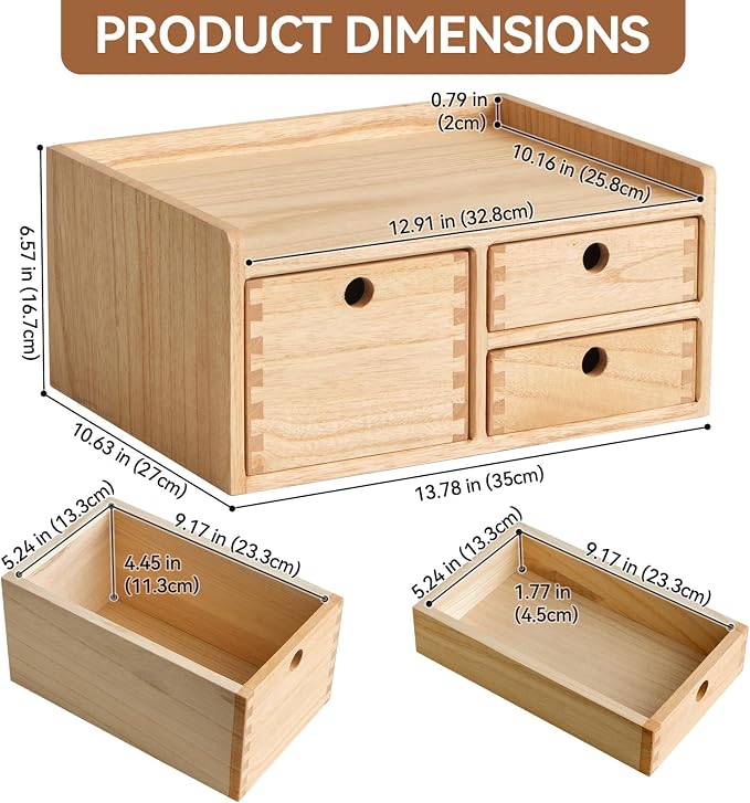 KIRIGEN Desk Organizer with 3 Drawers - Image 2