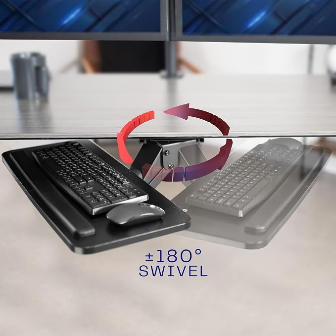 VIVO Adjustable Computer Keyboard & Mouse Platform Tray Ergonomic Under Table - Image 7