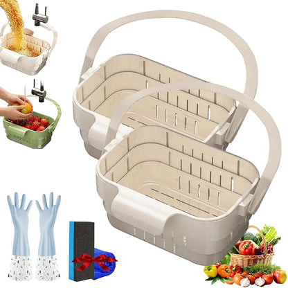 Foldable Hanging Kitchen Sink Drain Basket, 2-in-1 Foldable Sink Colander by AODGHC