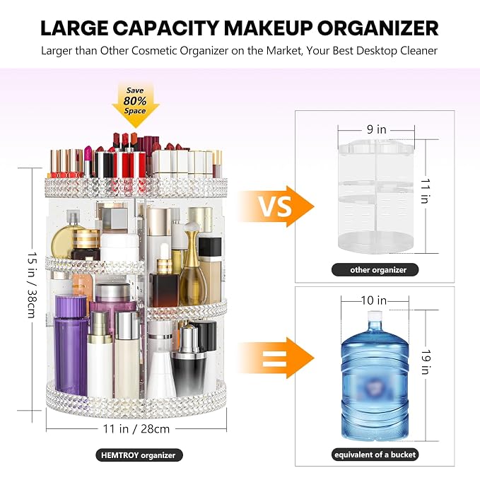 360 Degree Rotating Makeup Organizer, Extra Large Capacity Organizador De - Image 2