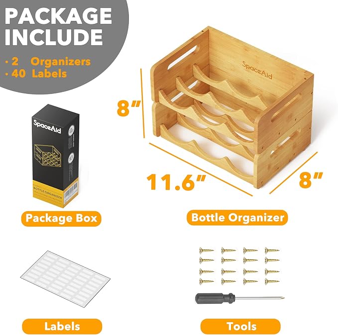 SpaceAid Bamboo Water Bottle Organizer - Image 5