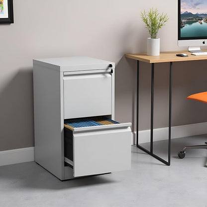 2 Drawer File Cabinet with Lock, Vertical Metal Filing Cabinet Under Desk - Image 6