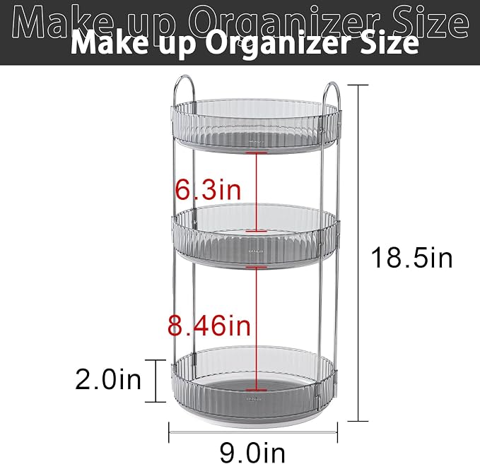 Rotating Makeup Organizer for Vanity, Large Capacity Skincare Perfume Storage - Image 2