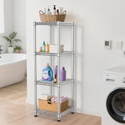 Metal Wire Shelving Unit Storage Shelves 4 Tier Adjustable Shelf Sturdy Steel - Image 4