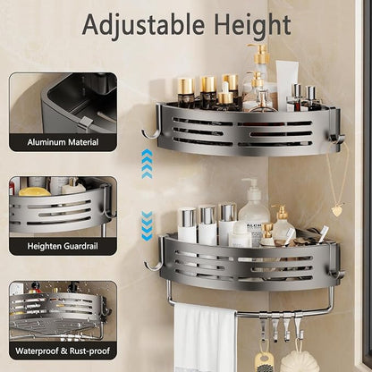 NOETICUS Corner Shower Caddy, 2 Pack Aluminum Alloy Shower Shelves - Image 2