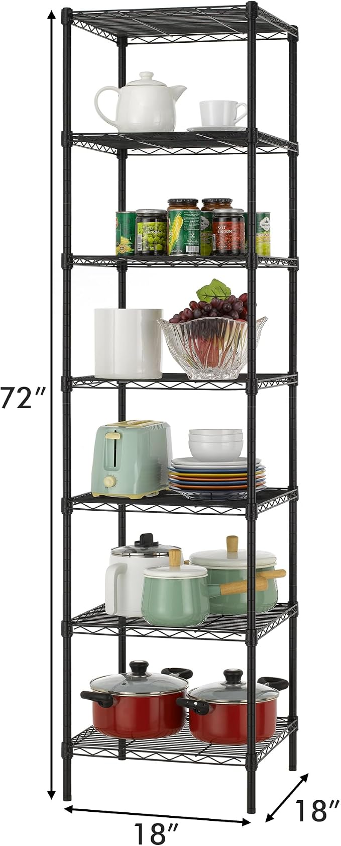 Finnhomy Heavy Duty 7 Tier Wire Shelving, Pantry Shelves - Image 3