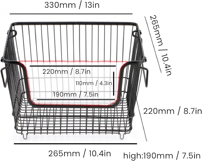 Tyenaza Freezer Organizer Bin Keep Tidy Metal Stackable Fruits Meat Wire Basket - Image 2