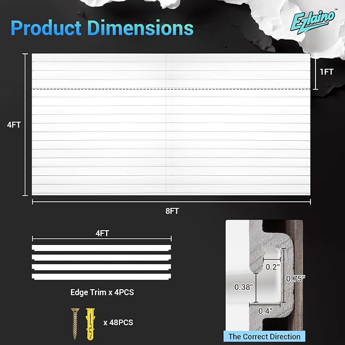 Ezlaino Slat Wall 4 FT x 8 FT, PVC Slat Wall Paneling, Upgraded & Thickened - Image 2