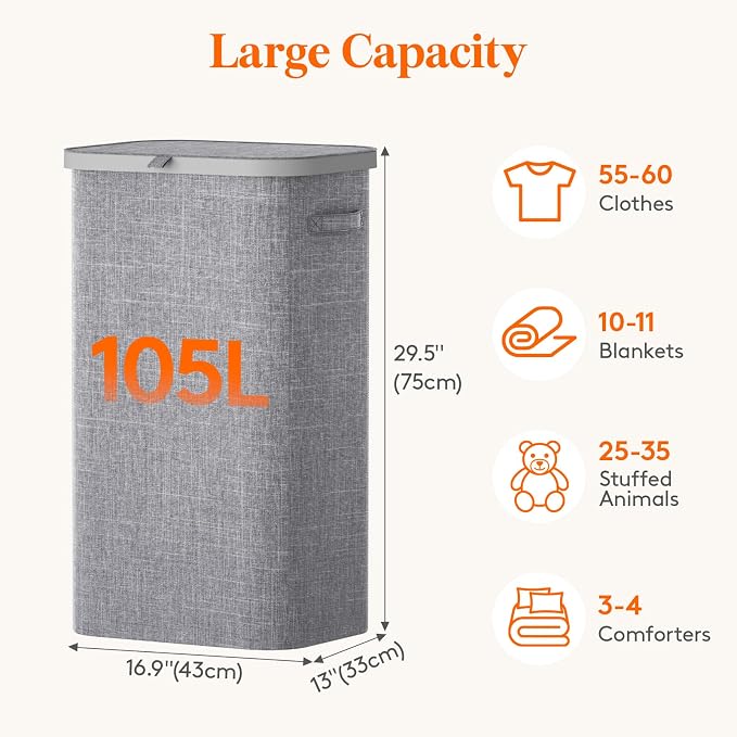 Lifewit 105L Large Laundry Basket - Image 3