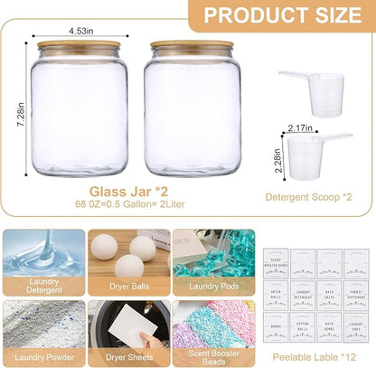 Laundry Pods Container With Airtight Bamboo Lid, Glass Jars - Image 6