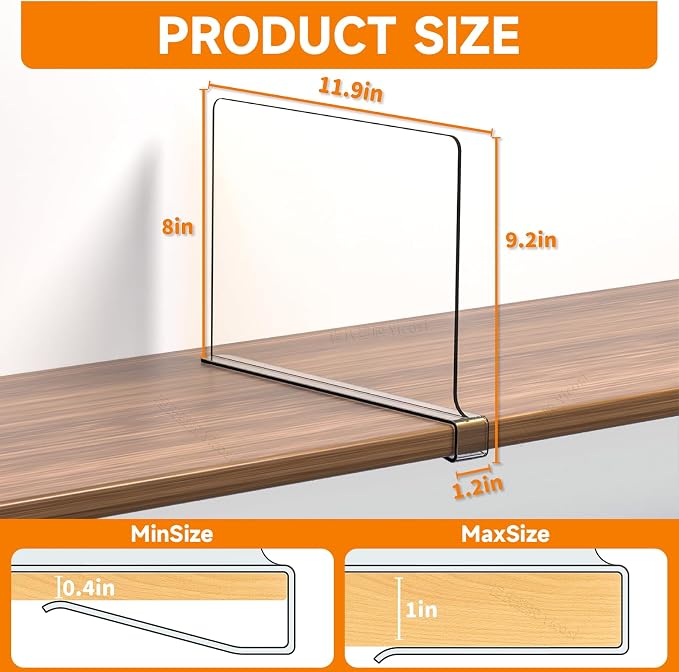 Clear Acrylic Shelf Dividers for Closet Organization - Image 2