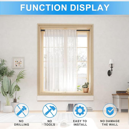 4 Pack Spring Loaded Tension Rod 17-29" Adjustable Curtain Rods No Drill - Image 7