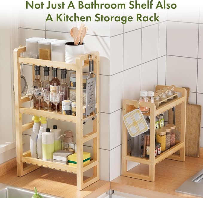 AmazerBath Bamboo Over The Toilet Storage Shelf - Image 7