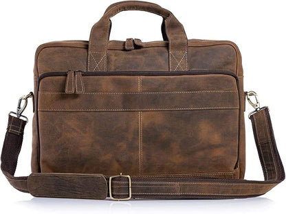 Leather briefcase 18 Inch Laptop Messenger Bags - Image 6