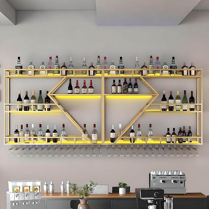79in Large Wall Mounted Wine Rack 3 Tier Metal Wine Bottle Holder Modern by RAJYQODIS