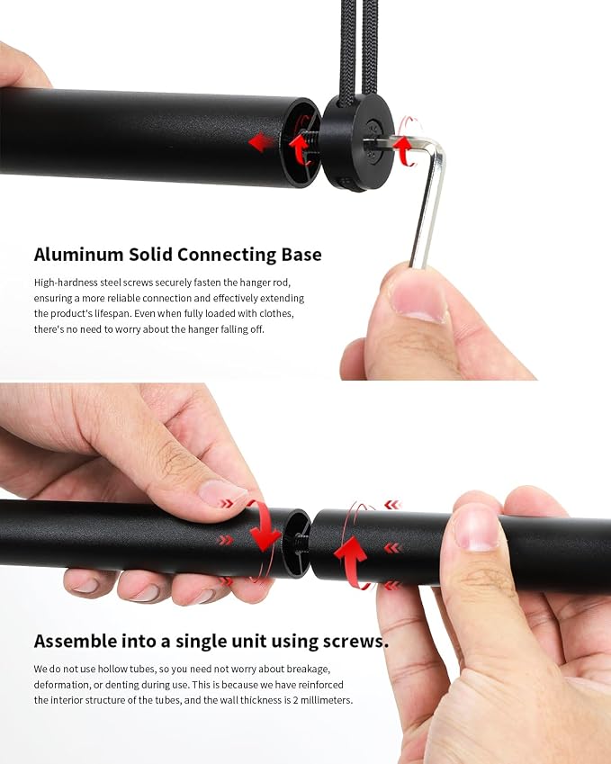 BaiNong Adjustable Closet Hanging Rod 48" Black Closet Rod Extender | Heavy - Image 7