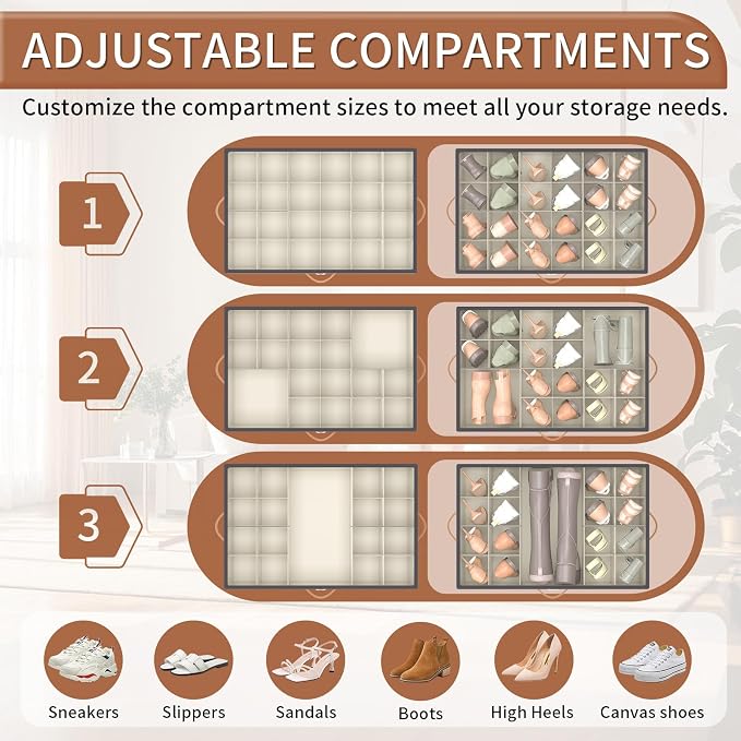 Shoe Organizer for Closet, 2 Pack Shoe Storage Organizer - Image 6