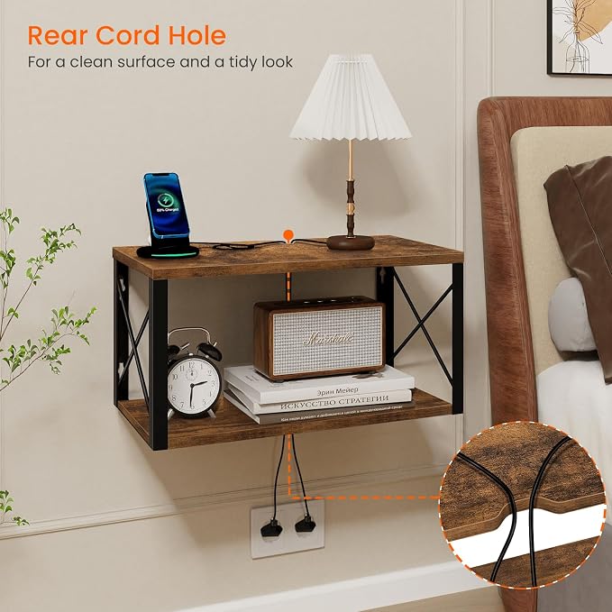 Homode Floating Nightstand, Wood Floating Bedside Table - Image 3