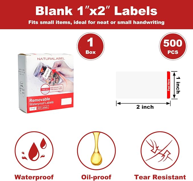 NATURALABEL 500 PCS Blank Removable Freezer Labels - Image 7