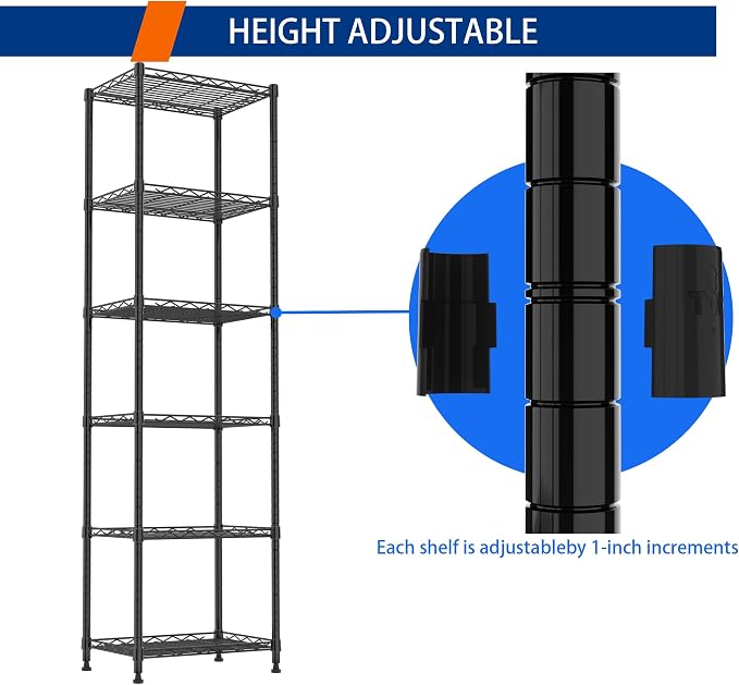 REGILLER 6 Wire Shelving Steel Storage Rack Adjustable Unit Shelves - Image 7