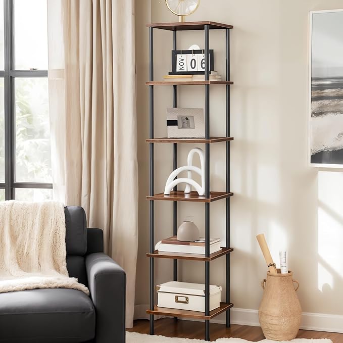 HOOBRO 6-Tier Corner Shelf, Corner Square Rack Display Shelf, Tall Storage Rack - Image 2