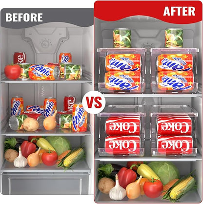 4 Pack Stackable Refrigerator Organizer, Soda Can Dispenser Pop Cans Container - Image 6