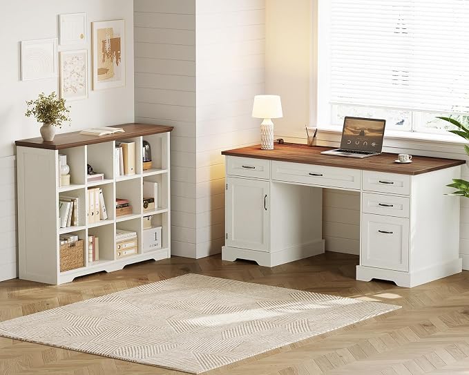 OffiGo 12 Cube Organizer Bookcase, Modern Farmhouse Open Shelf - Image 2