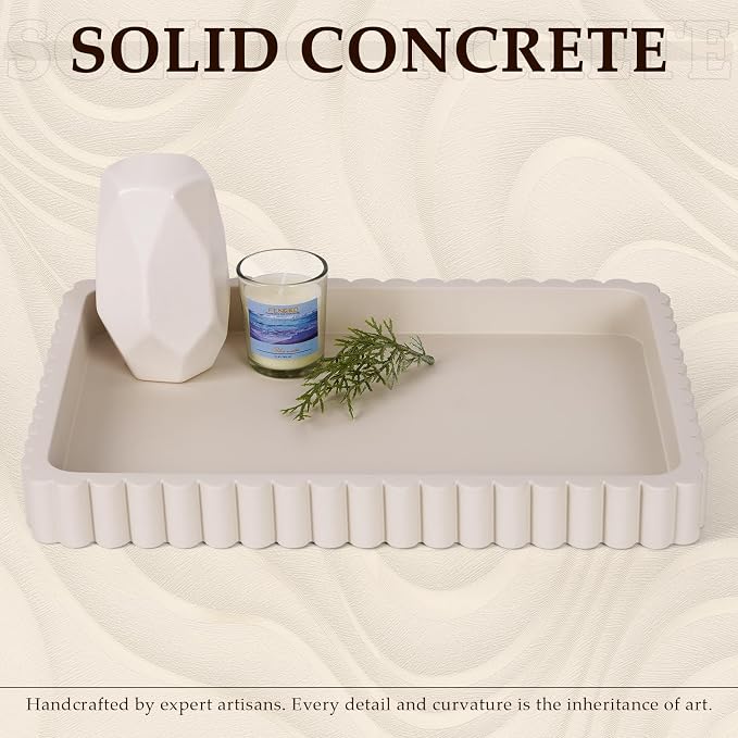 Concrete Decorative Tray for Coffee Table Decor, Rectangular Modern Decorative - Image 2