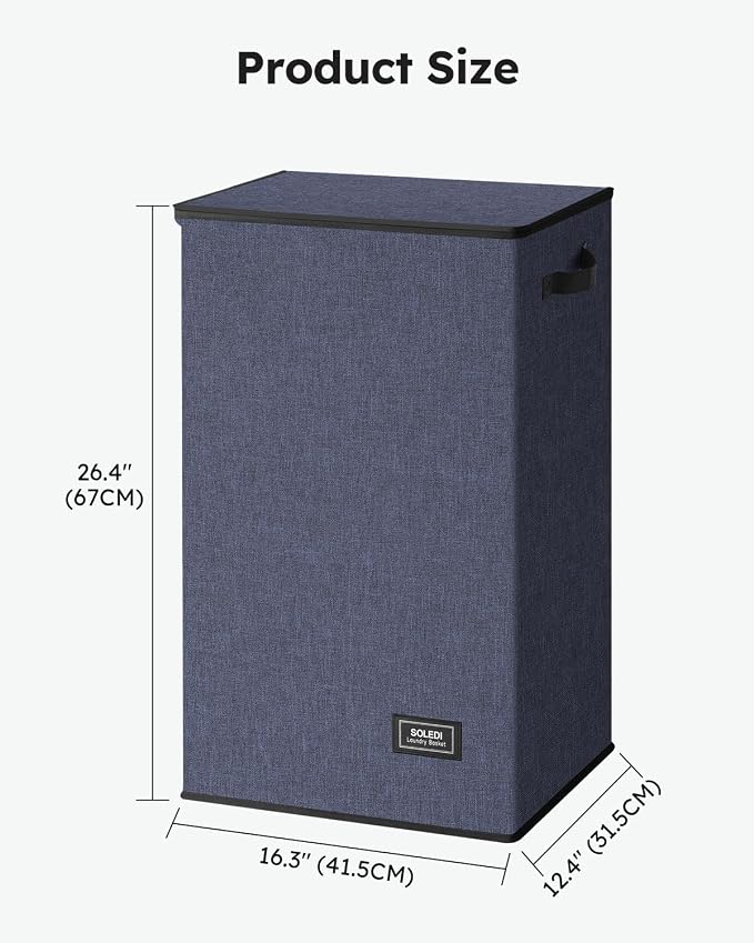 SOLEDI Laundry Hamper with Lid 90L Large & Tall Collapsible Laundry Basket - Image 9