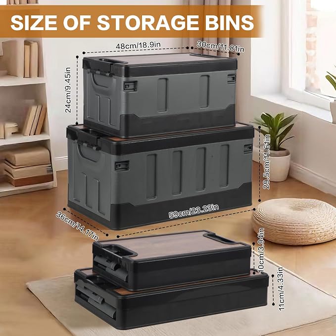 Collapsible Storage Bins with Lids, Portable Foldable Box with 2 Side Doors - Image 2