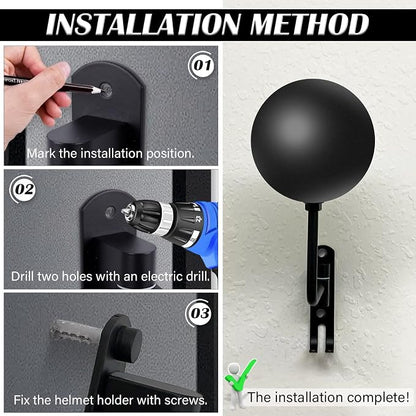 Kikerike Motorcycle Helmet Rack Wall Mount 180 Degree Rotation Metal Bike - Image 6