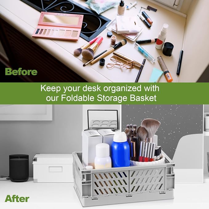 4-Pack Small Pastel Plastic Storage Baskets, Collapsible Crates - Image 4